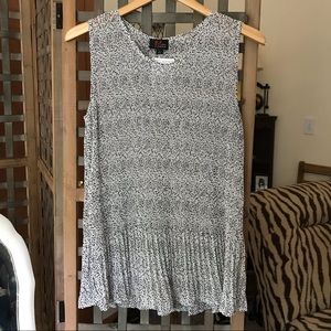 Sheer micro-pleated sleeveless chiffon blouse